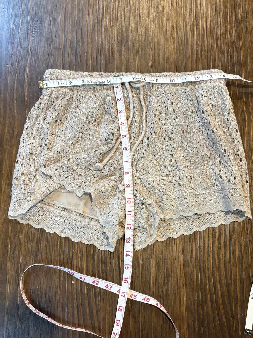 Ban Jara Crochet Drawstring Shorts in Beige - Picture 7 of 7